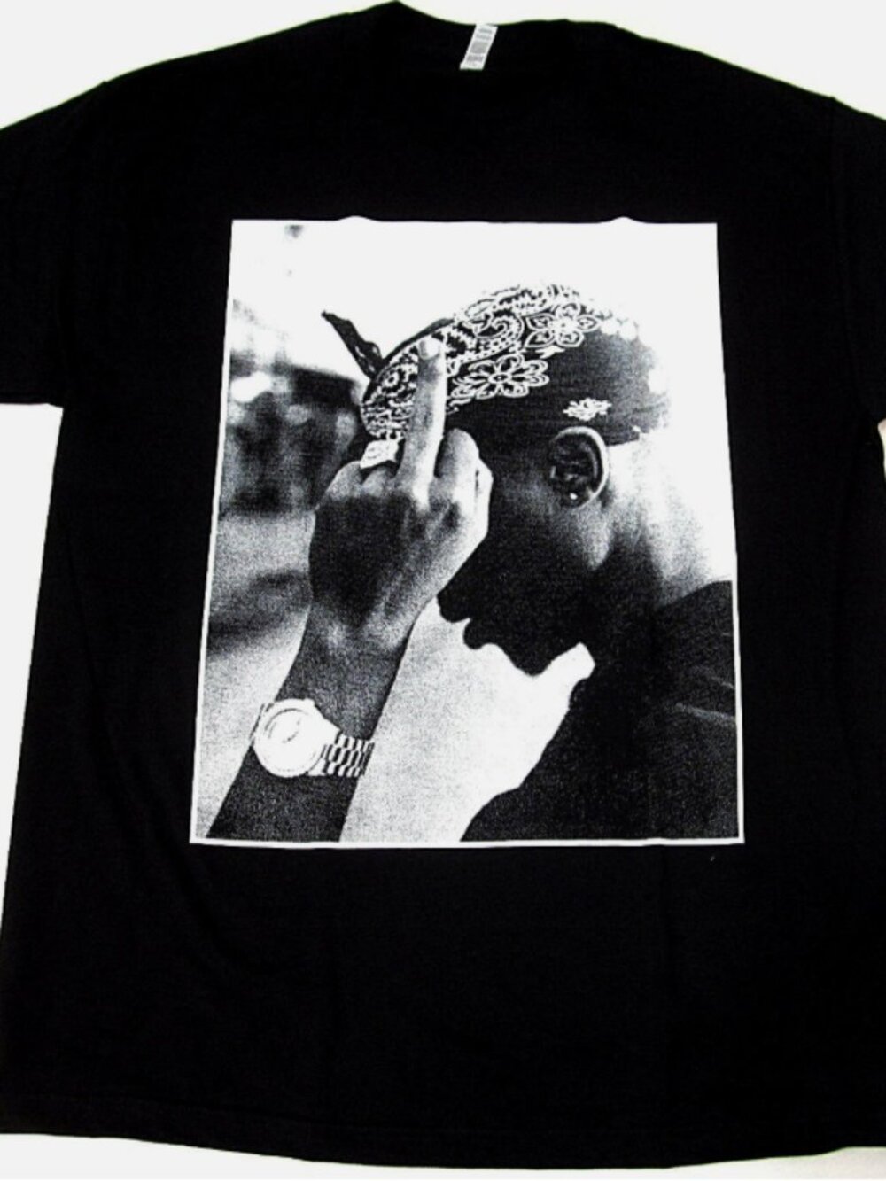 rare 2Pac TUPAC SHAKUR Rap Hip Hop bird photo Tee Adult Black Tee New  xxl